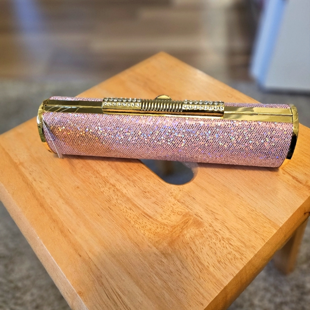 Selini New York – Pink Sequin Round Cylinder Evening Bag